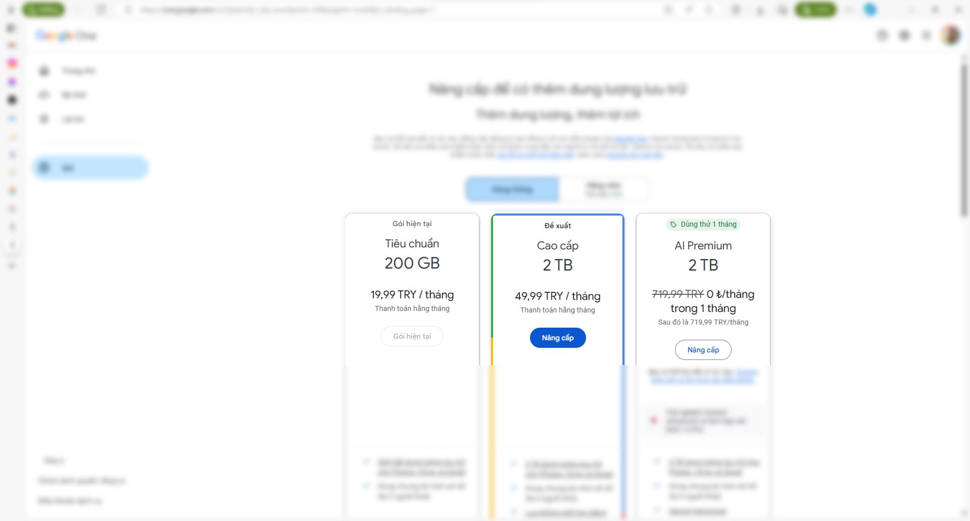 Hướng dẫn nâng cấp Google One 30TB miễn phí chất lượng cao.